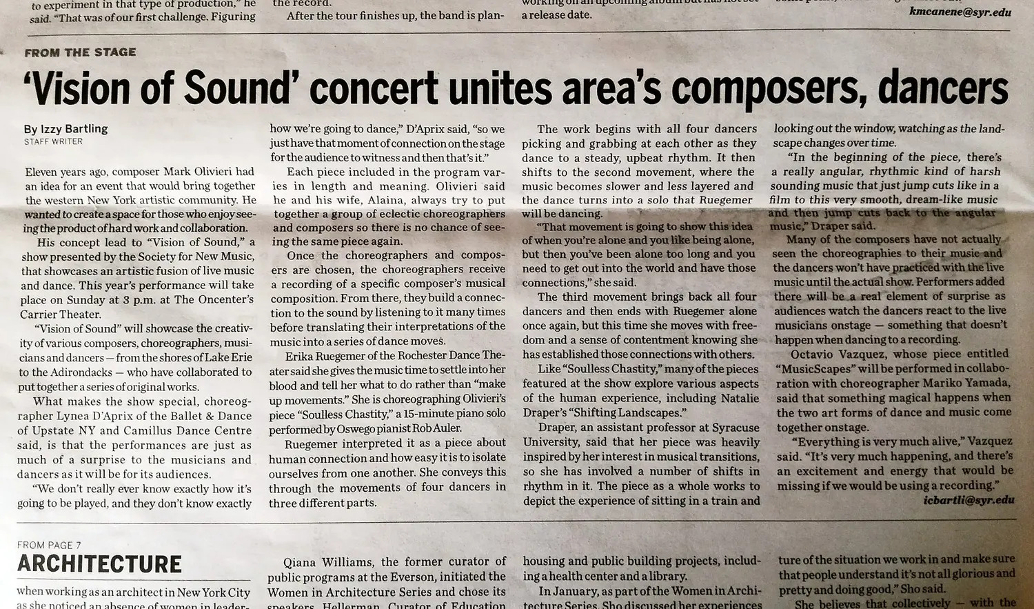 The Daily Orange feature about Vision of Sound and MusicScapes