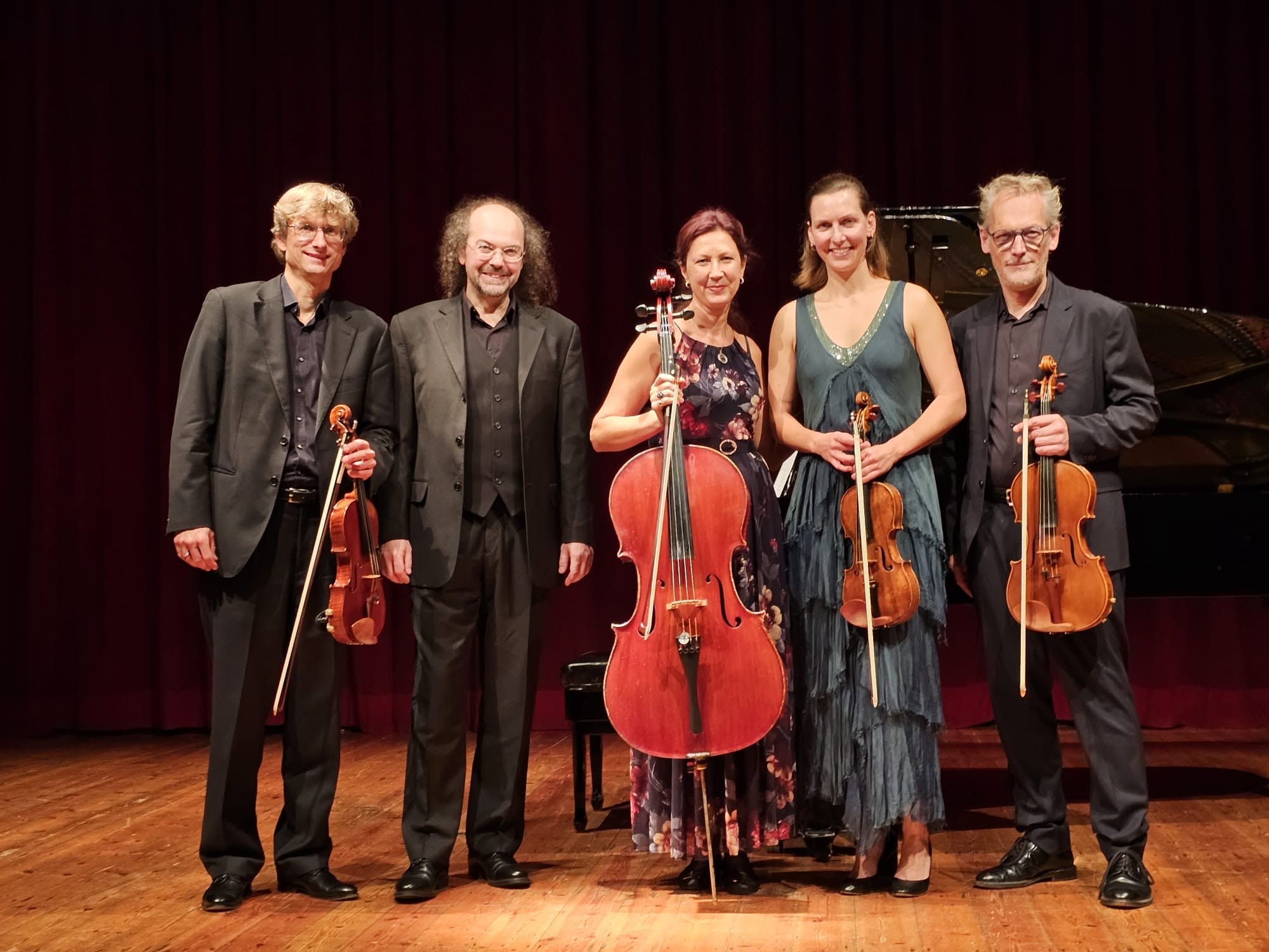 Octavio Vázquez with Cuarteto Opus X following a performance of the Piano Quintet